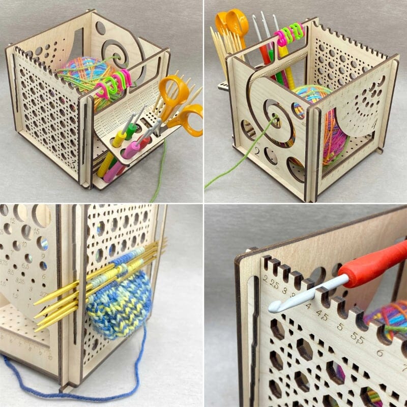 Multifunktionale Strickhilfe – Holzschüssel in Einem
