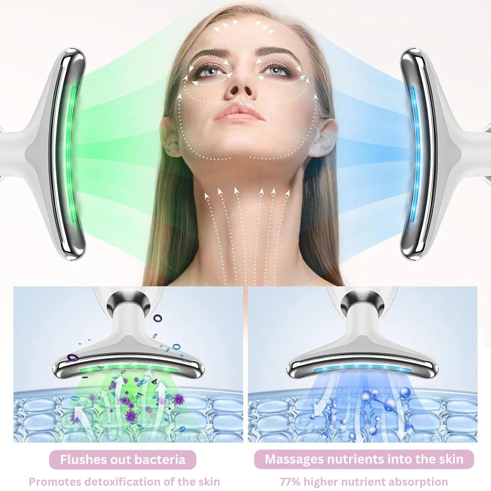 Gesichtsmassagegerät mit Ionen-Technologie und LED-Licht