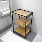 Vielseitiger 3-stöckiger Bambuswagen, 47x33x77cm, Naturholz-Finish