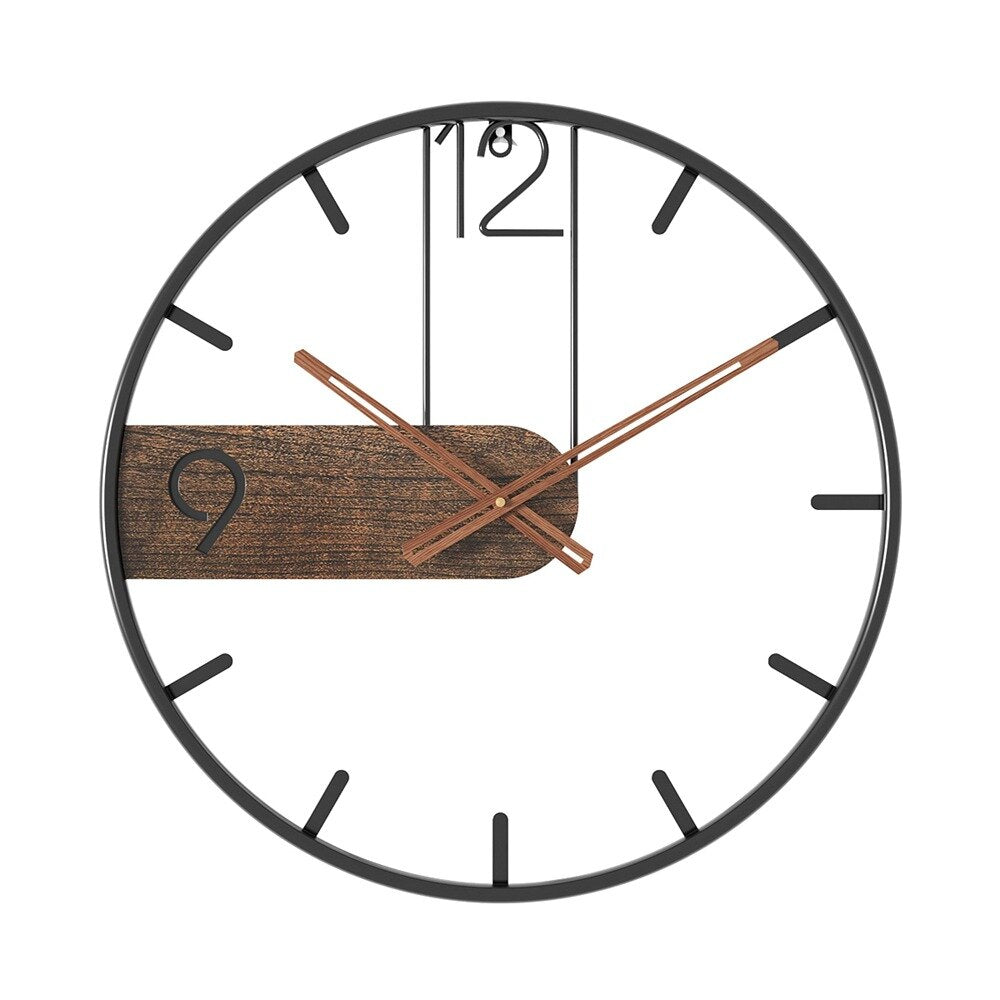 Elegant Wall Clock made of Steel and Walnut – Silent Design for Home and Office
