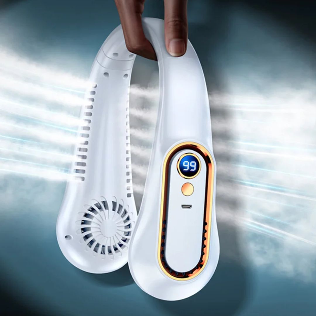 Portable Neck Fan – Hands-Free, Bladeless Cooling – Five Speeds USB-C – For Travel and Office