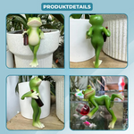 Playful frog figure for flower pots and garden