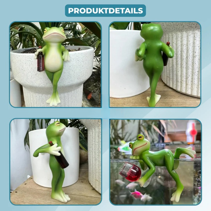 Playful frog figure for flower pots and garden