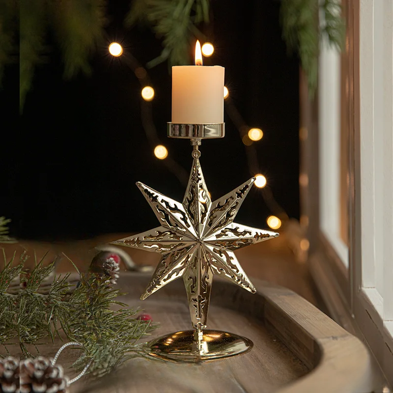 Christmas Candle Holders - Star and Christmas Tree Design for Festive Decor