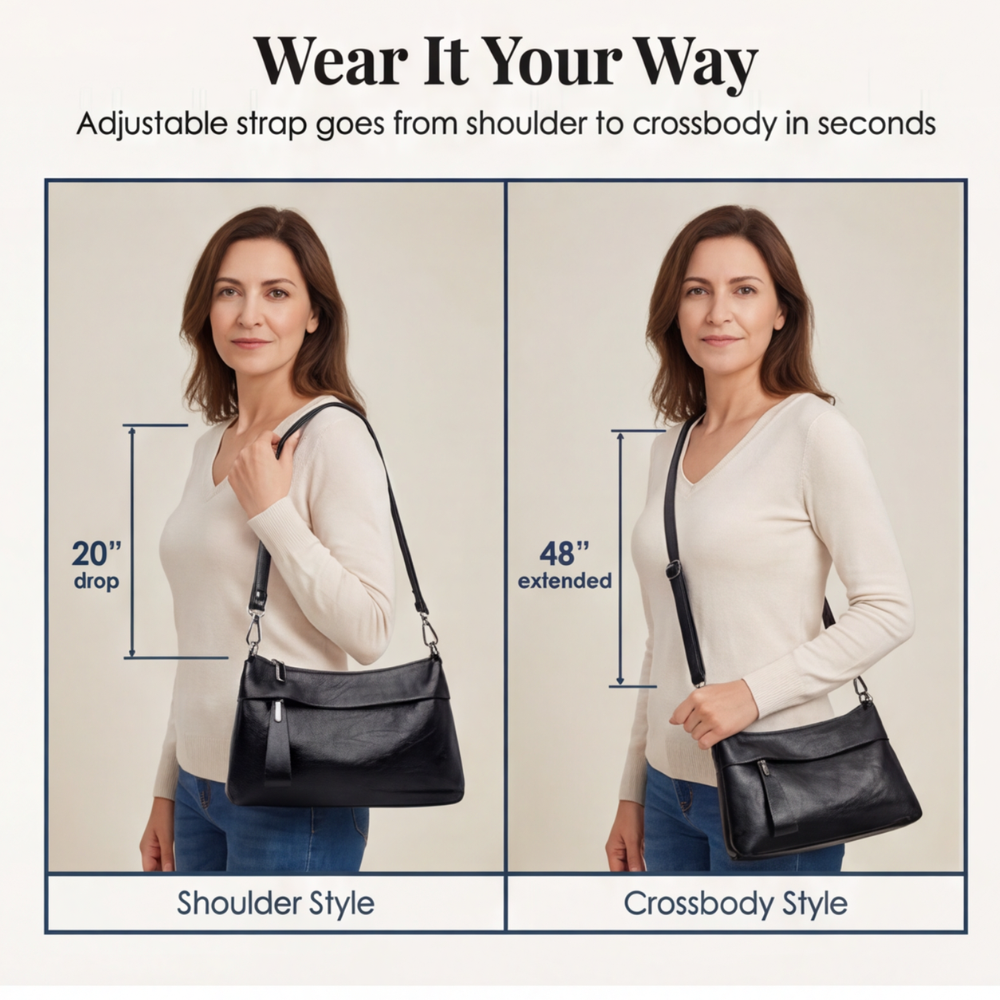 Comfortable faux leather shoulder bag – 3 compartments