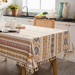 Elegant ethnic tablecloth with stylish tassels