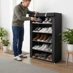Shoe Cabinet with Fabric Cover and Sturdy Steel Frame – 6 or 8 Compartments