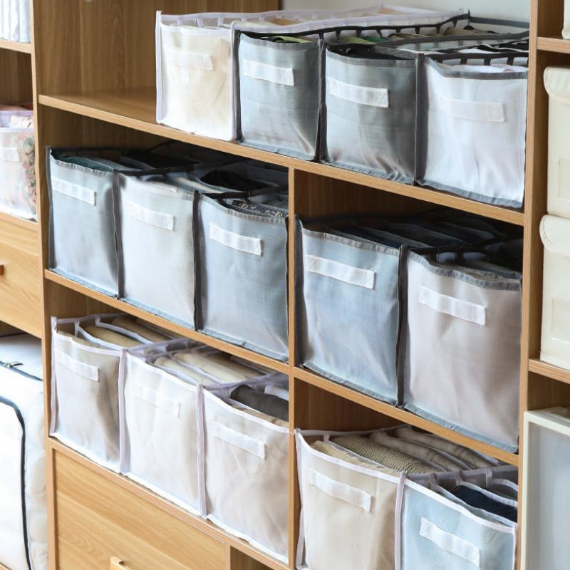 7-Fächer Kleiderschrank Organizer aus Netz für Kleidung
