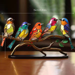 Double-sided acrylic ornaments with colourful birds on branches