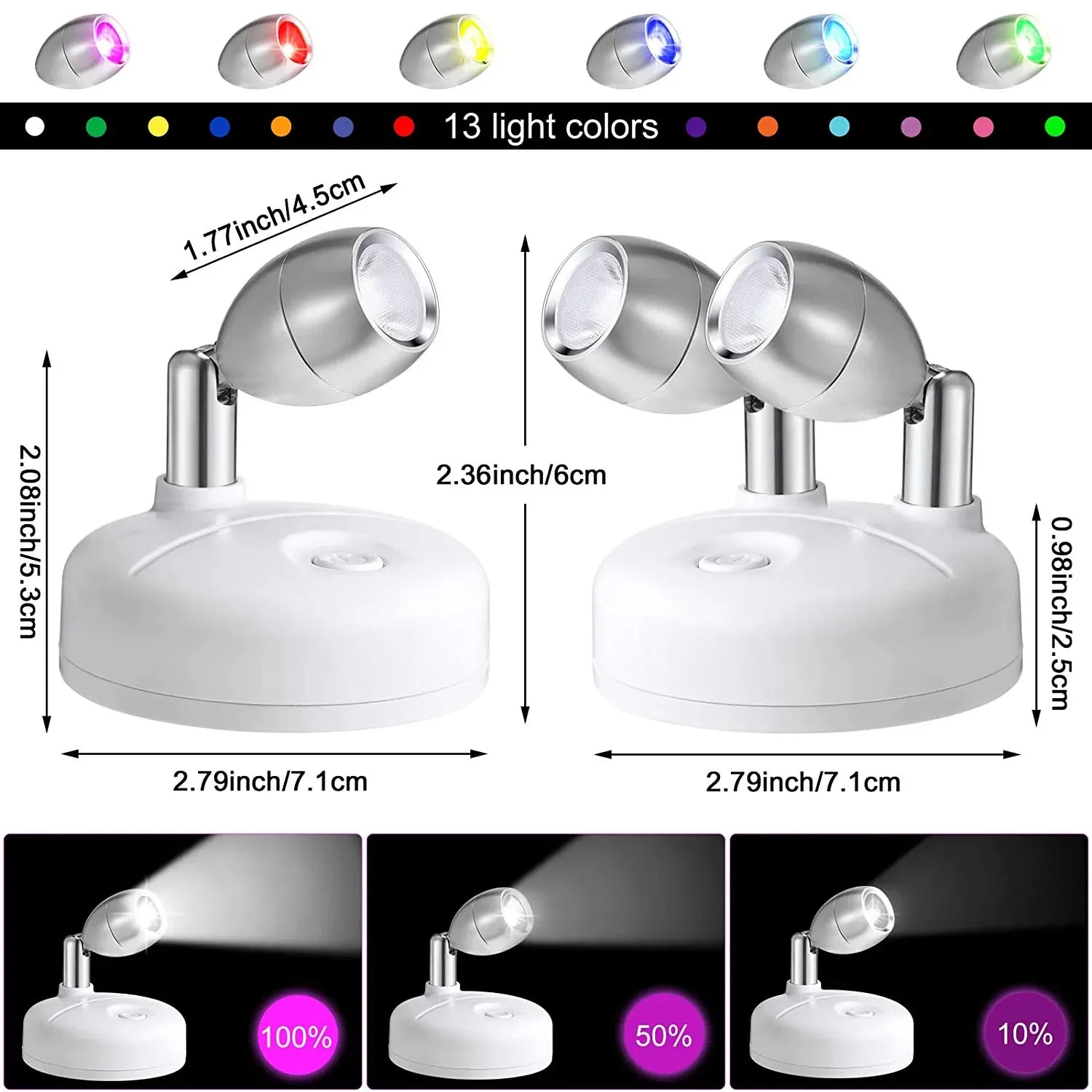SmartLight Duo | Set of 2 Wireless LED Lights with Remote Control | RGB Color Change & Timer | Flexible for Creative Accents