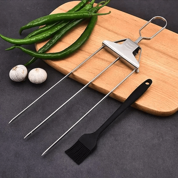 Edelstahl Grillspieße mit praktischer Schaufel (3er Set)