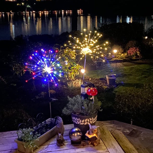 4-Piece Set Solar Fireworks Garden Lights - Weatherproof LED Decorative Lights, Solar Powered for Garden and Patio