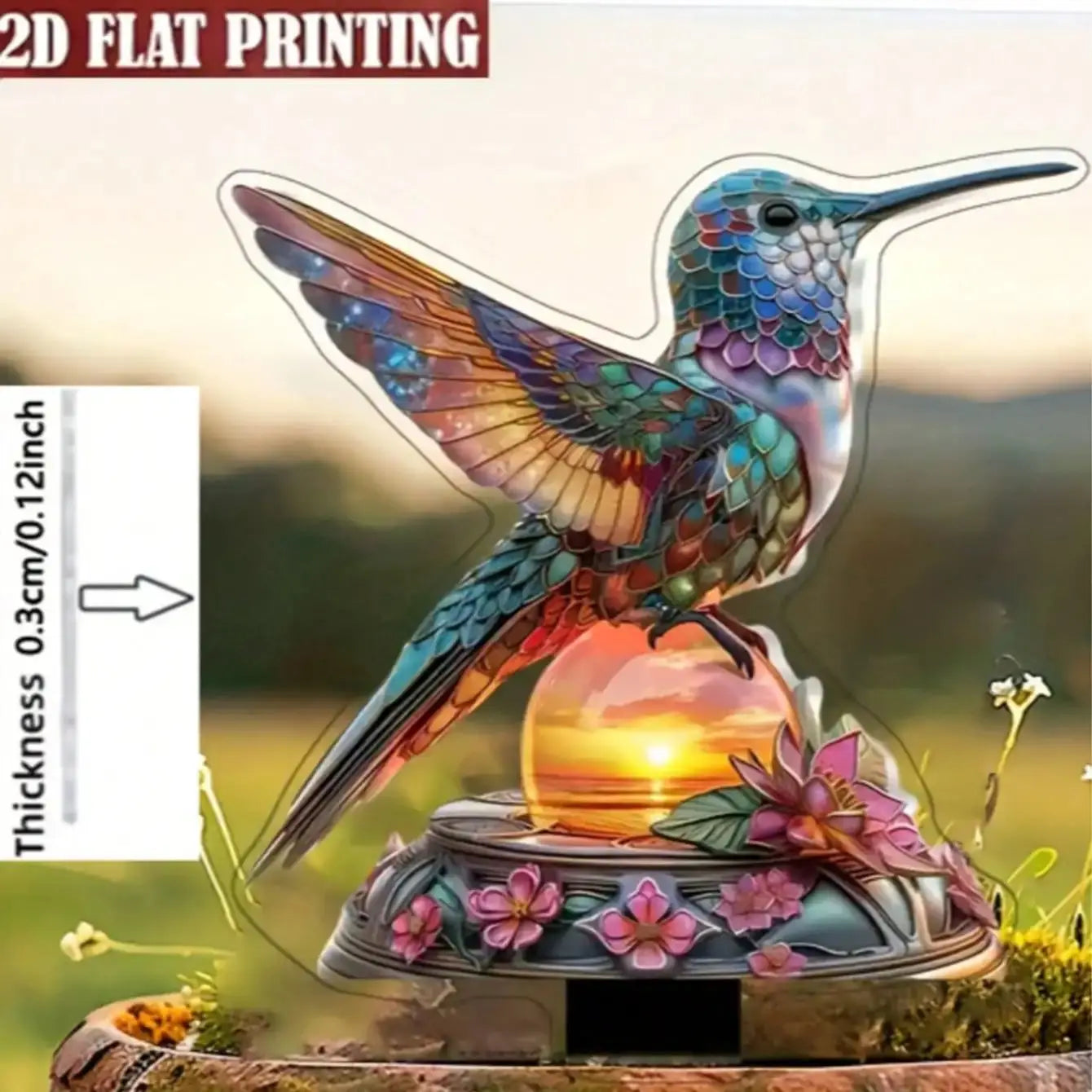 Farbenfroher Kolibri Gartenstecker | Dekorative Außenlampe