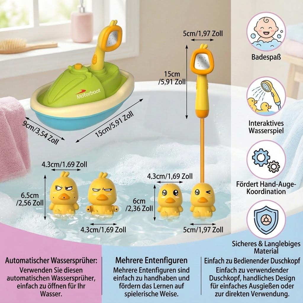 Duck-shaped shower head bath toy