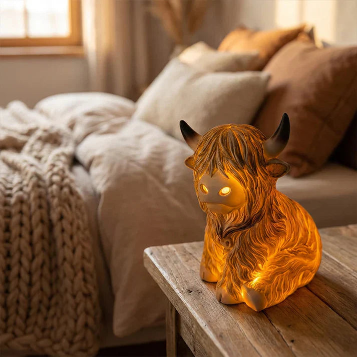 Cute Highland Cow Night Lamp made of high quality resin