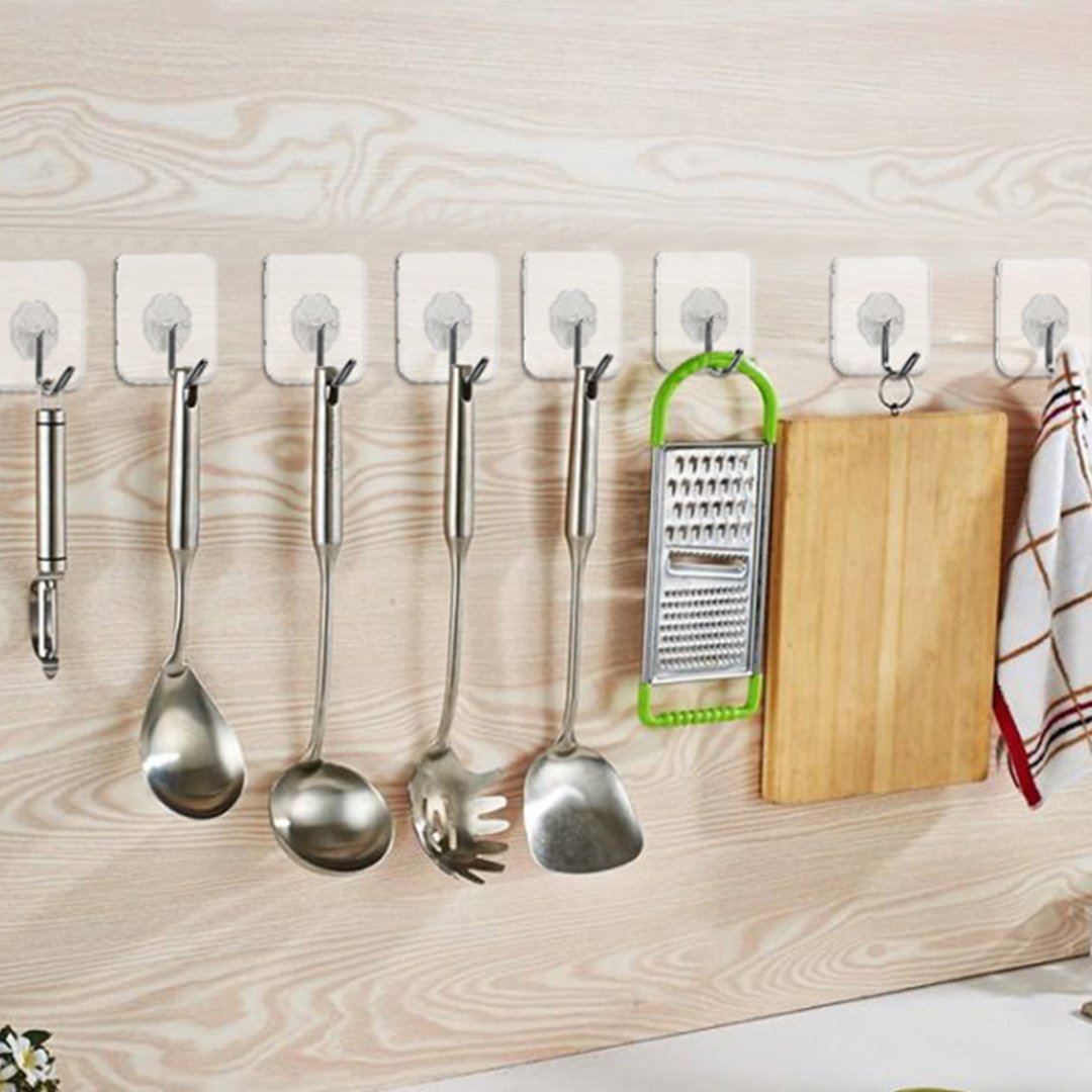 5-Piece Set Transparent Self-Adhesive Wall Hooks for Heavy Loads