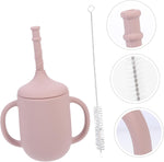 Leak-proof silicone cup with handles and straw for babies