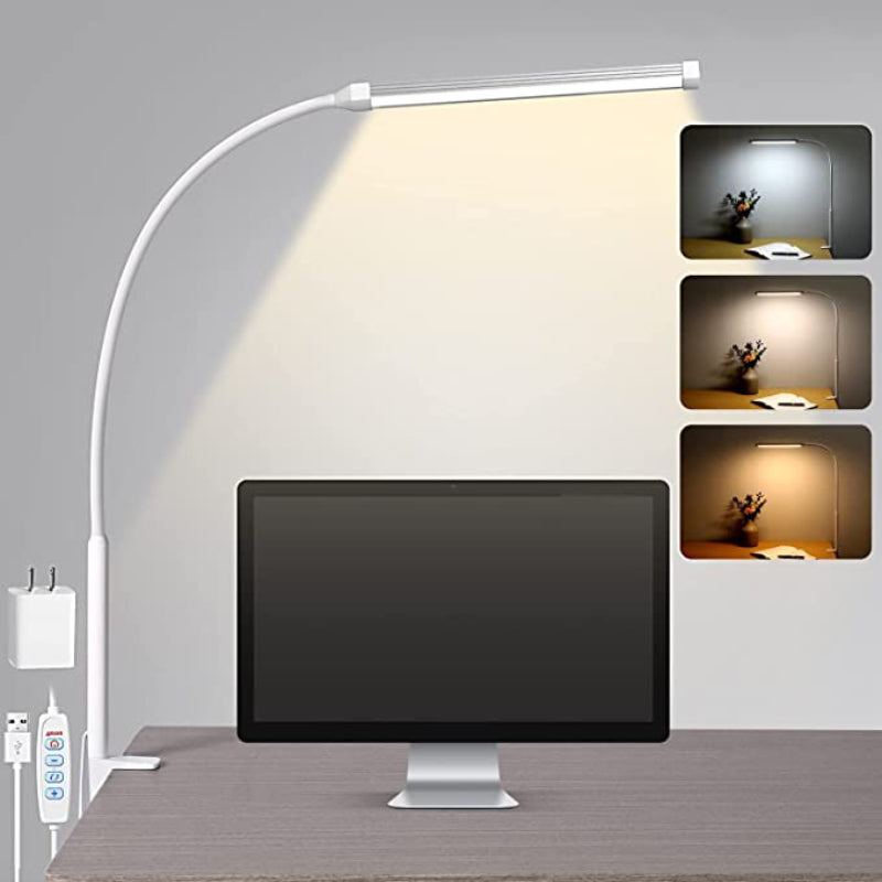 Flexible LED Schreibtischlampe mit Klemme – Augenschonendes Licht, 3 Modi & 10 Helligkeitsstufen