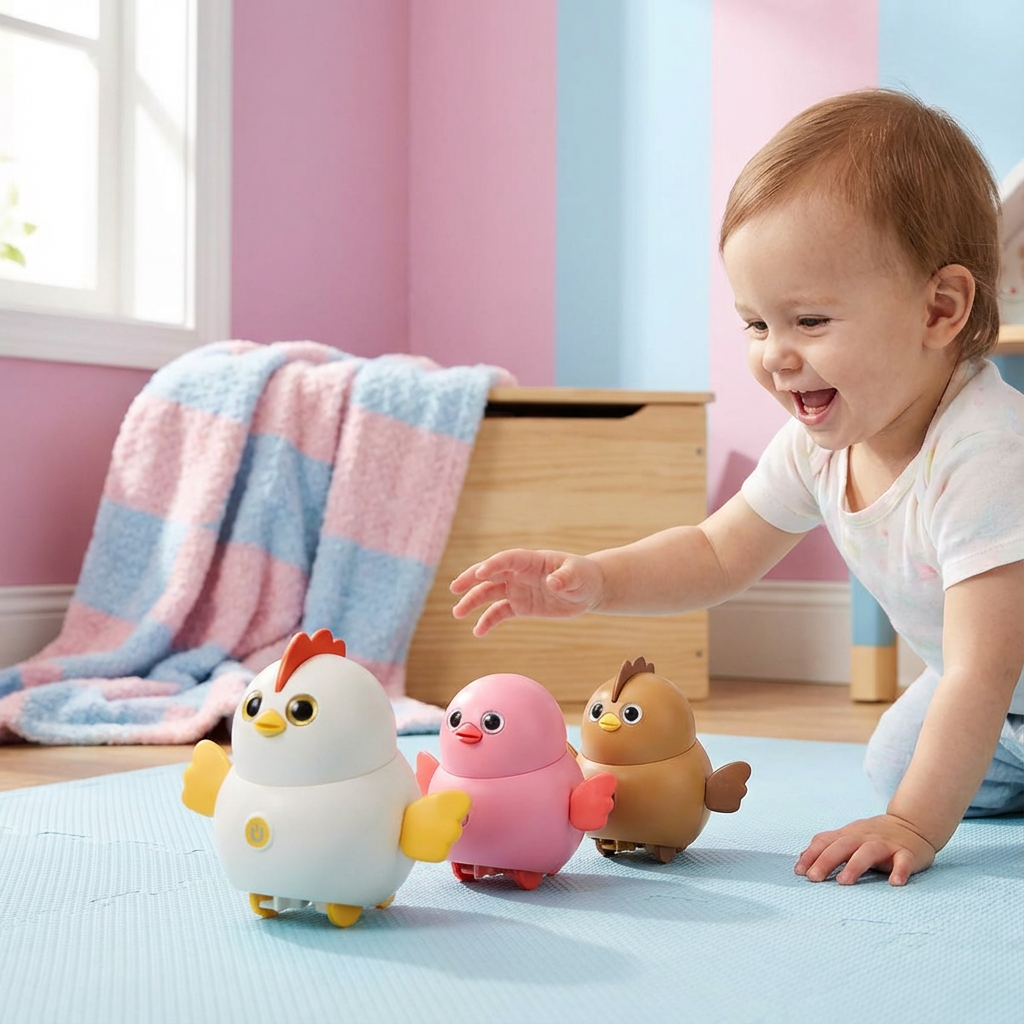 Children's toy with wobbly chicks