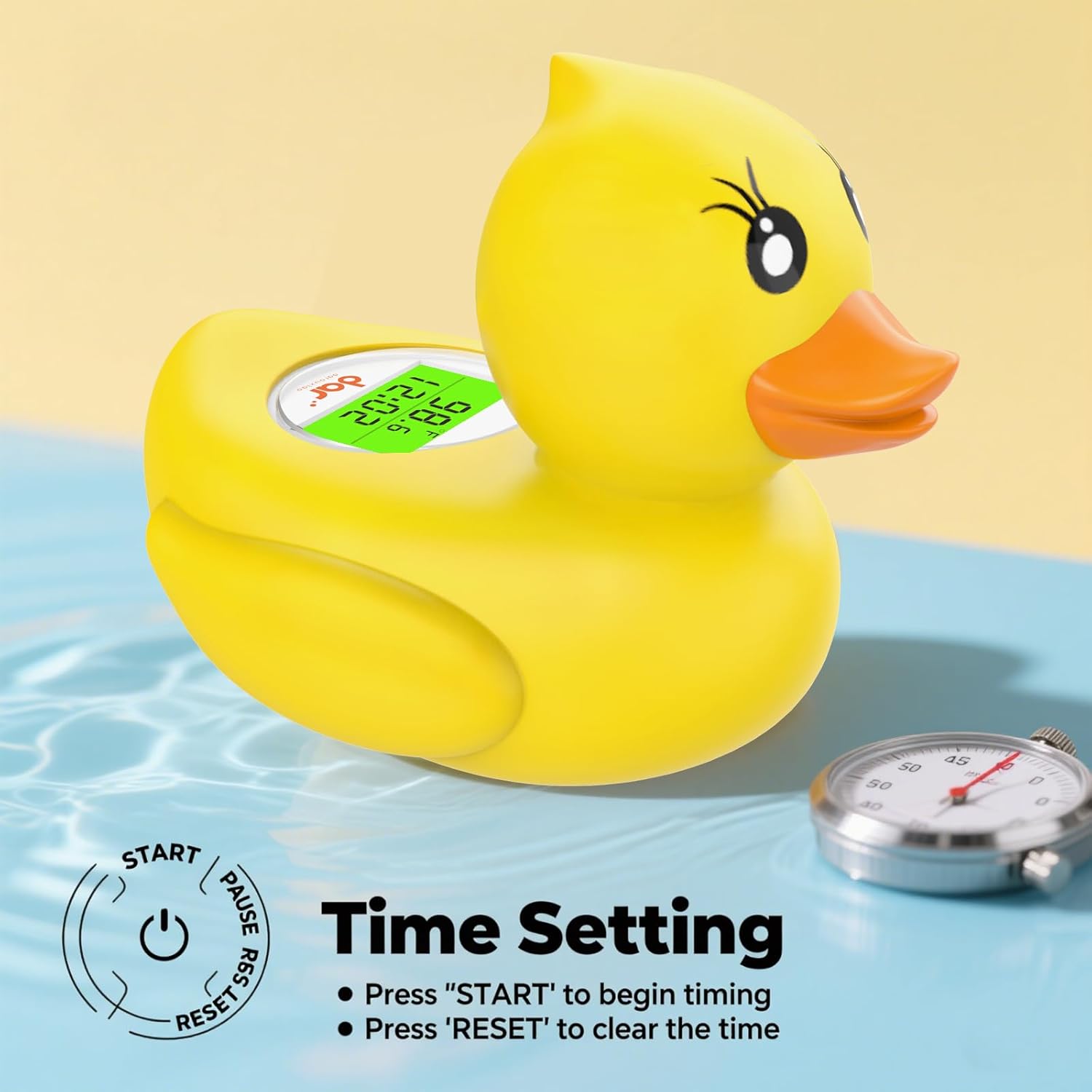 Sicheres Babybadthermometer mit Farbdisplay und Warnsystem