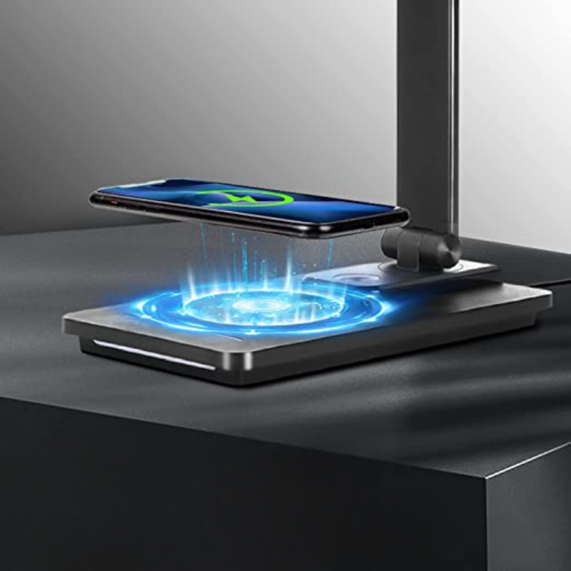 Elegante LED-Schreibtischlampe mit kabellosem Ladegerät und USB-Anschluss