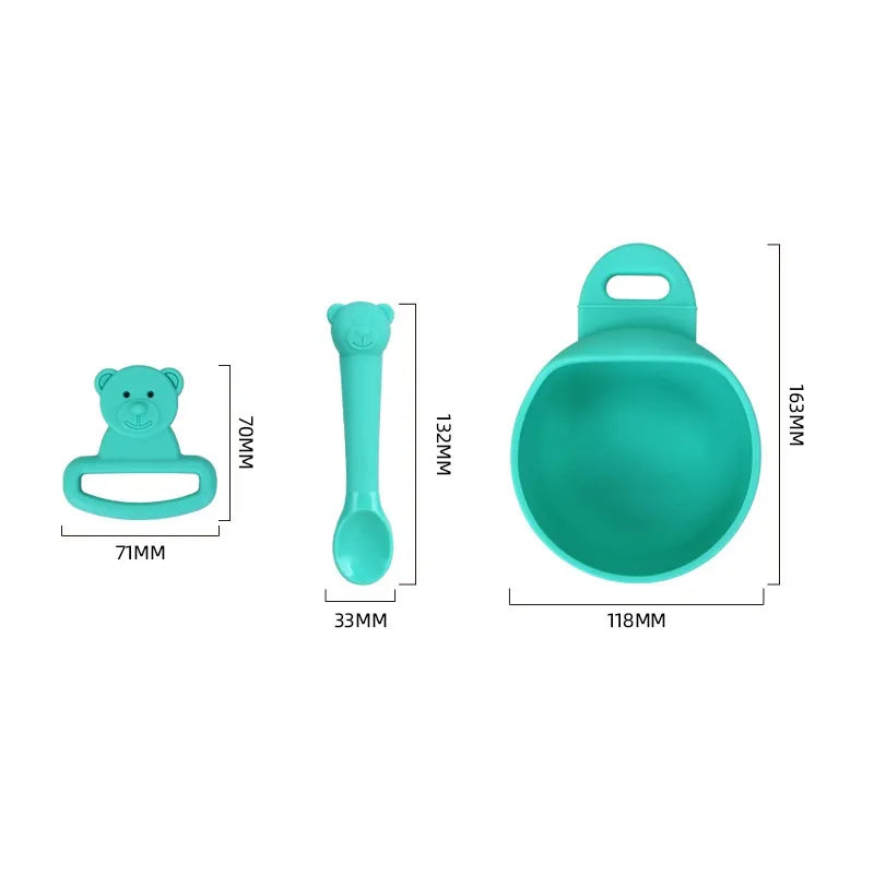 Non-slip Silicone Bowl for Babies with Spoon – Animal Design Feeding Set