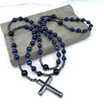 Spiritual Pendant with Tiger's Eye and Lapis Lazuli – Rosary for Men