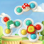 3-piece set of cute suction cup spinning toys for babies