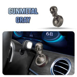 Metallic skull-design start button cover with rhinestones