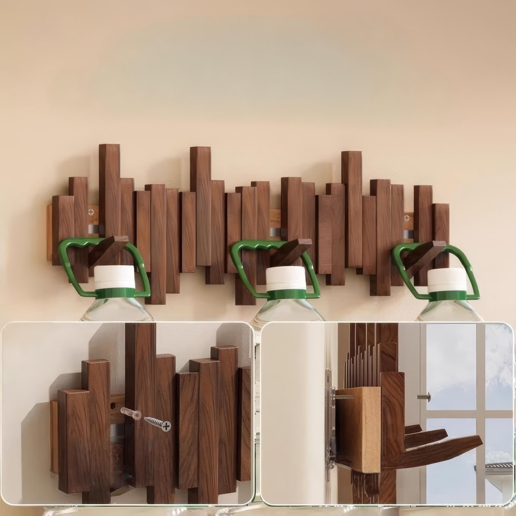 Elegante Holz-Garderobe mit flexiblen Magnetaufhängungen