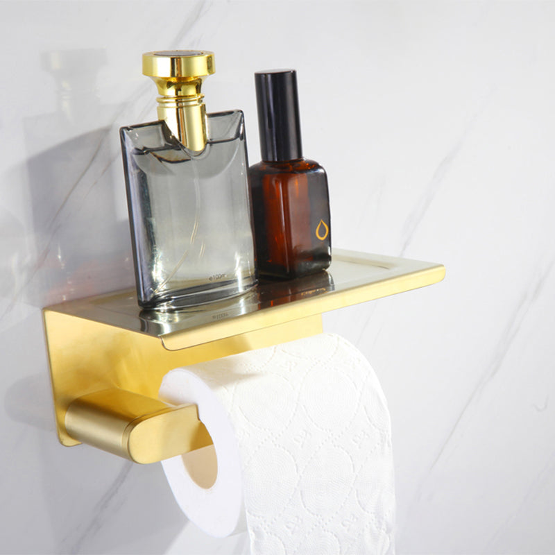 Elegant bathroom set with golden towel holders