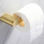 Elegant bathroom set with golden towel holders