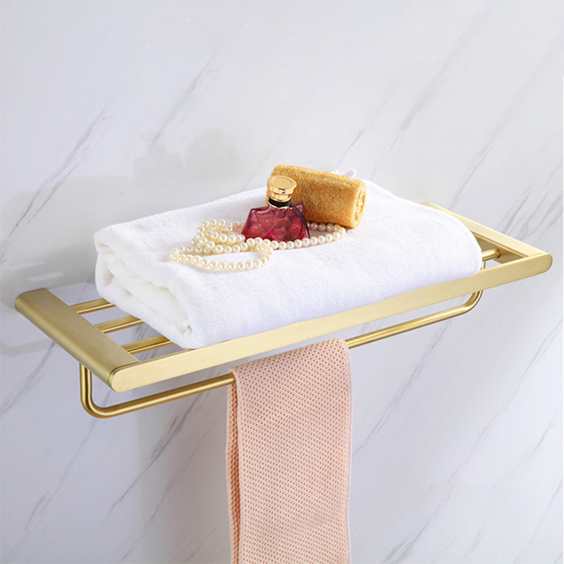 Elegant bathroom set with golden towel holders