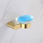 Elegant bathroom set with golden towel holders