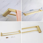 Elegant bathroom set with golden towel holders