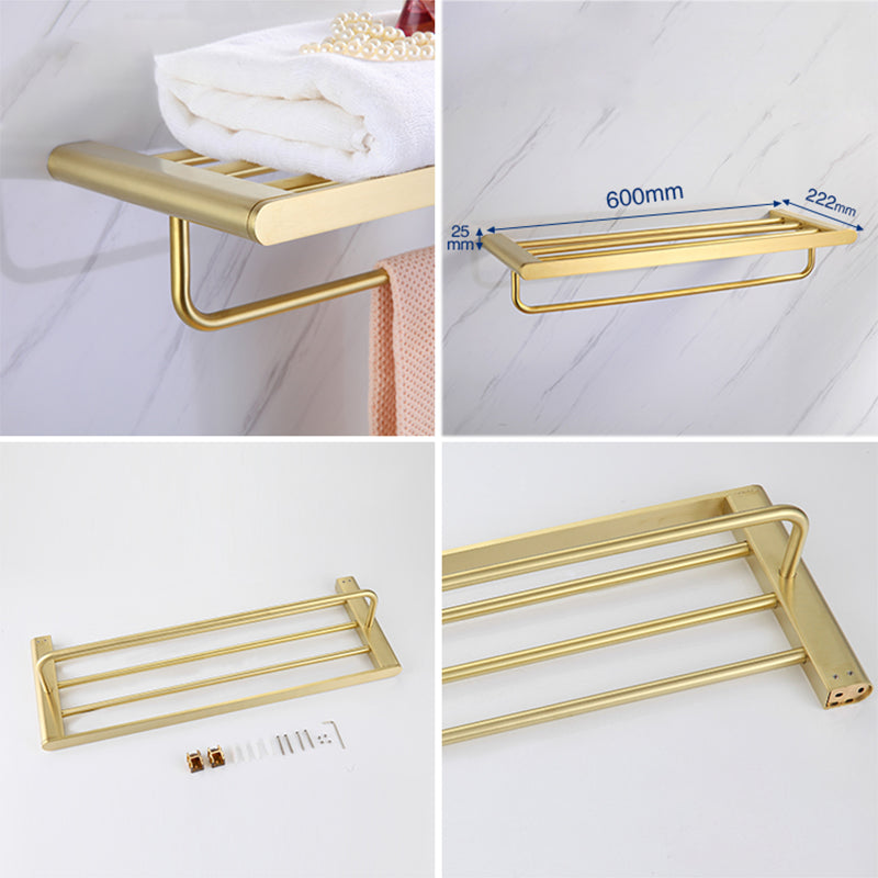 Elegant bathroom set with golden towel holders
