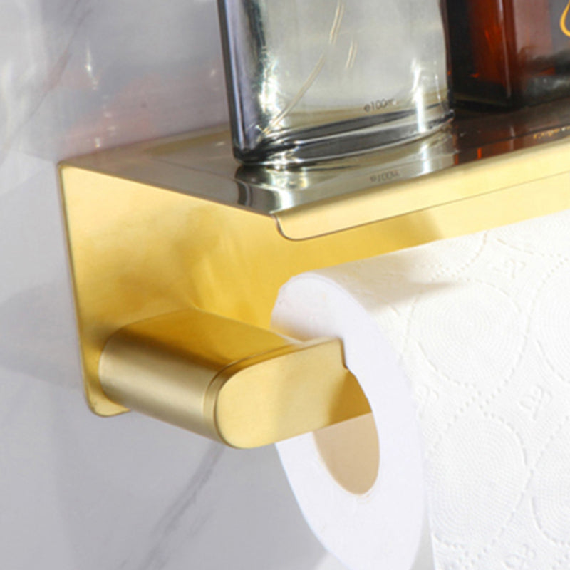 Elegant bathroom set with golden towel holders
