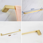Elegant bathroom set with golden towel holders