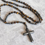 Spiritual Pendant with Tiger's Eye and Lapis Lazuli – Rosary for Men