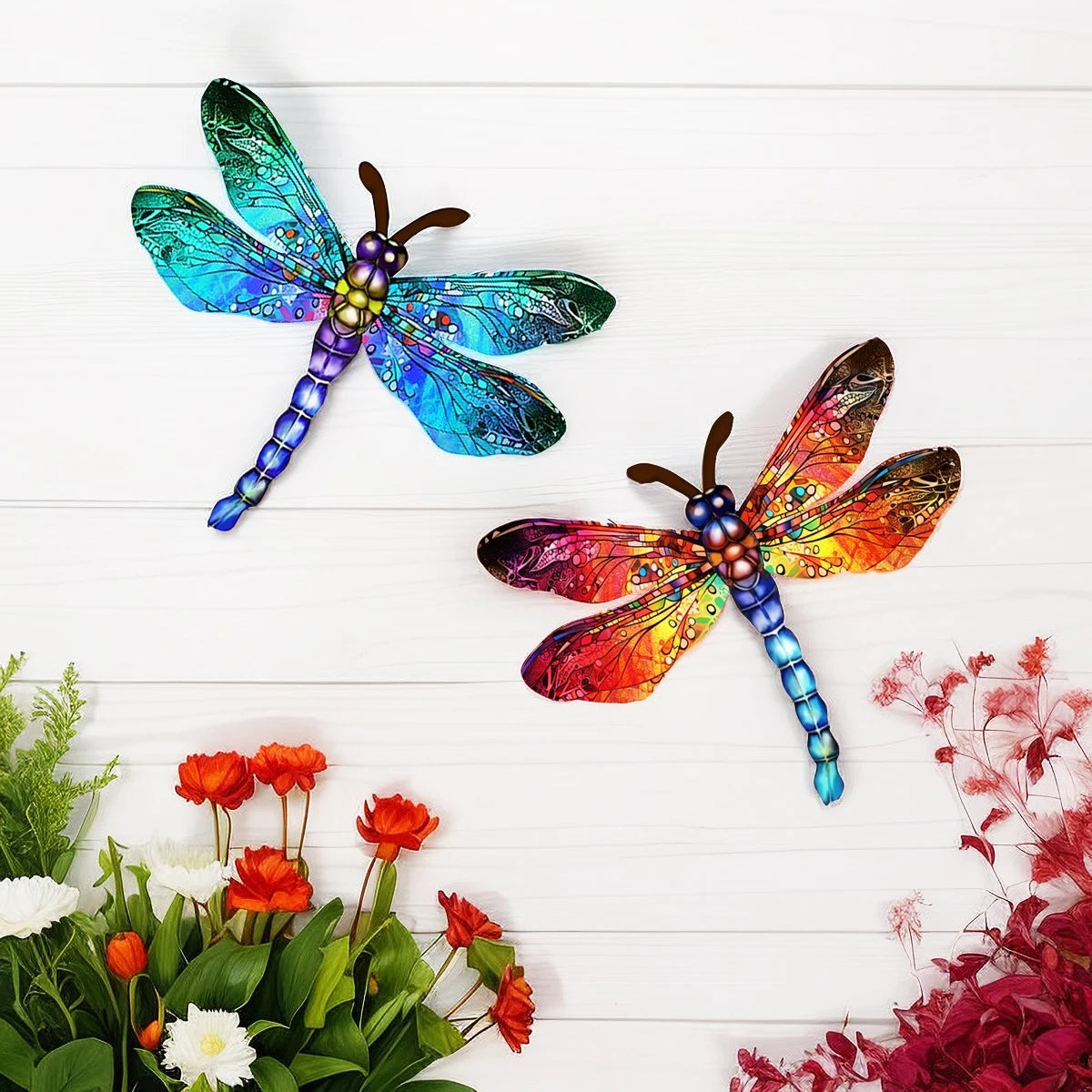 Dynamische 3D Libellen-Wanddekoration aus Schmiedeeisen