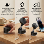 Kompakter, doppelseitiger Smartphone-Halter mit Vakuum-Magnet