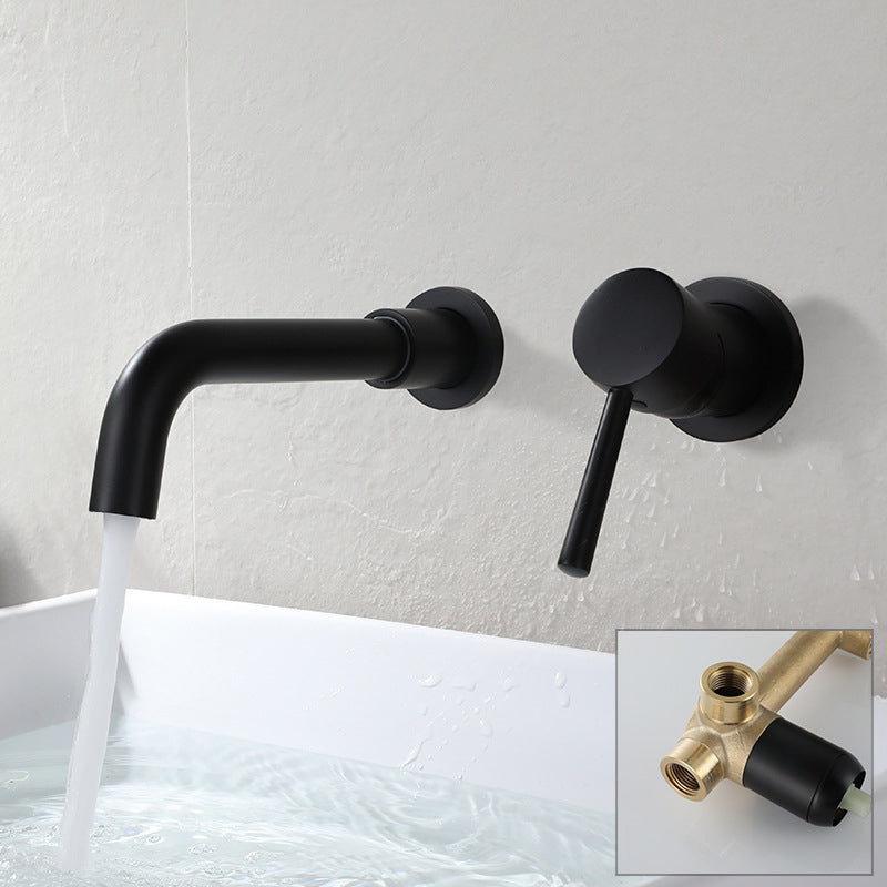 Stainless Steel Bathroom Wall-Mounted Faucet with Swivel Spout