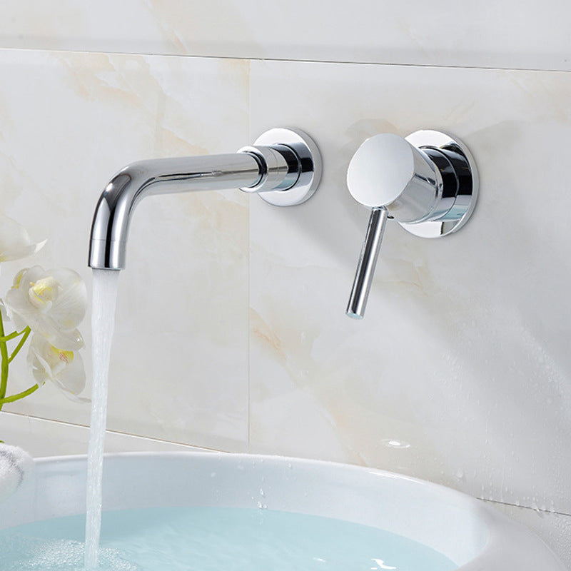 Stainless Steel Bathroom Wall-Mounted Faucet with Swivel Spout
