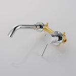 Stainless Steel Bathroom Wall-Mounted Faucet with Swivel Spout
