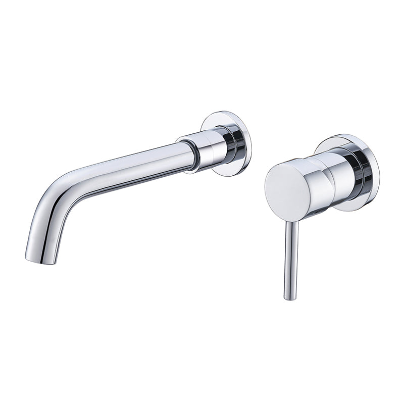 Stainless Steel Bathroom Wall-Mounted Faucet with Swivel Spout
