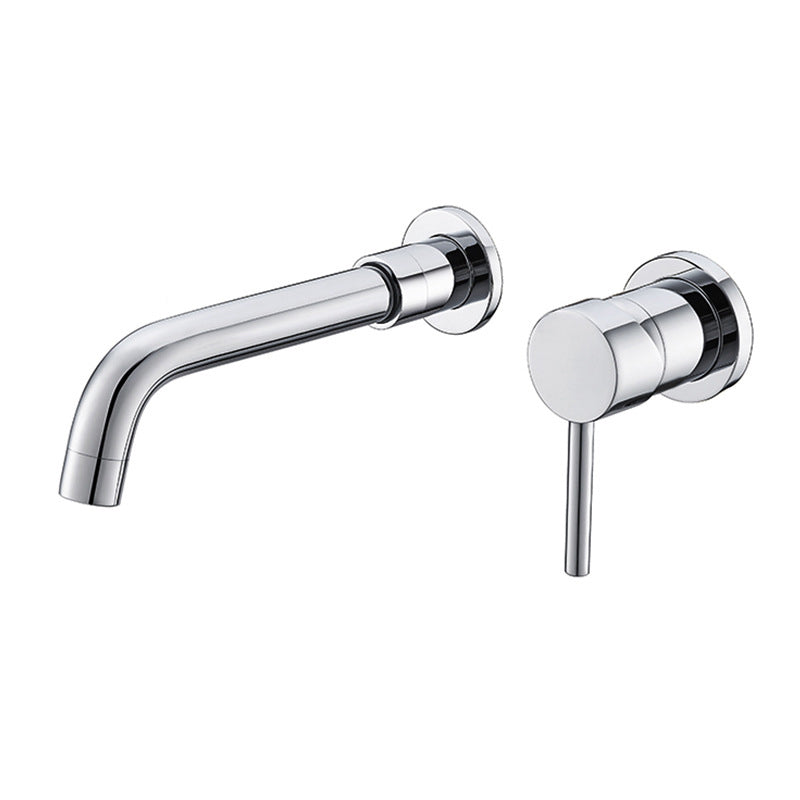 Stainless Steel Bathroom Wall-Mounted Faucet with Swivel Spout
