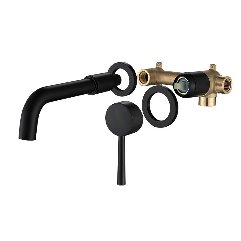 Stainless Steel Bathroom Wall-Mounted Faucet with Swivel Spout