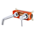Stainless Steel Bathroom Wall-Mounted Faucet with Swivel Spout