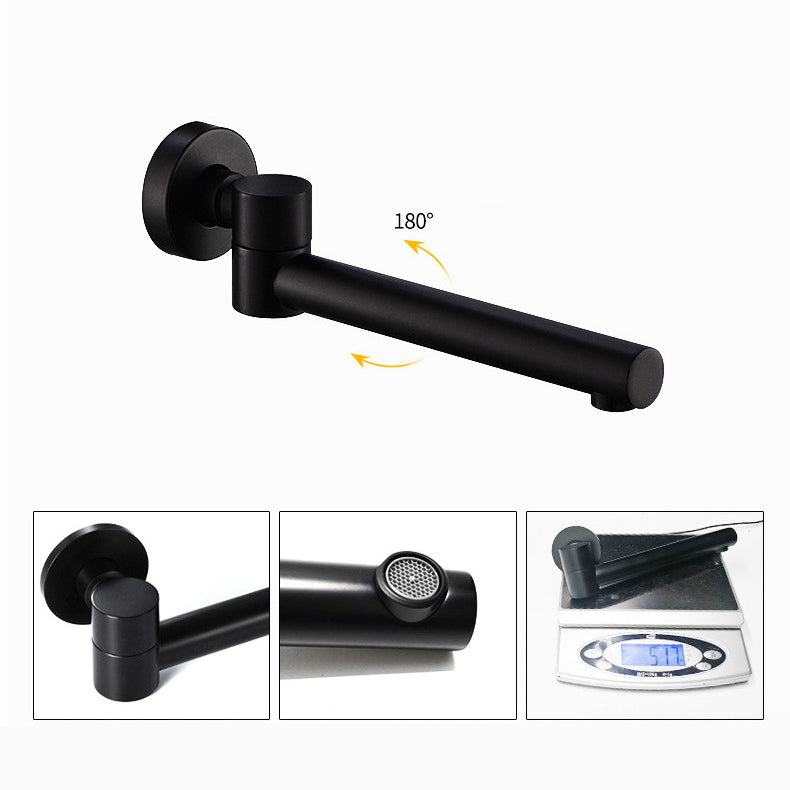 Stainless Steel Bathroom Wall-Mounted Faucet with Swivel Spout