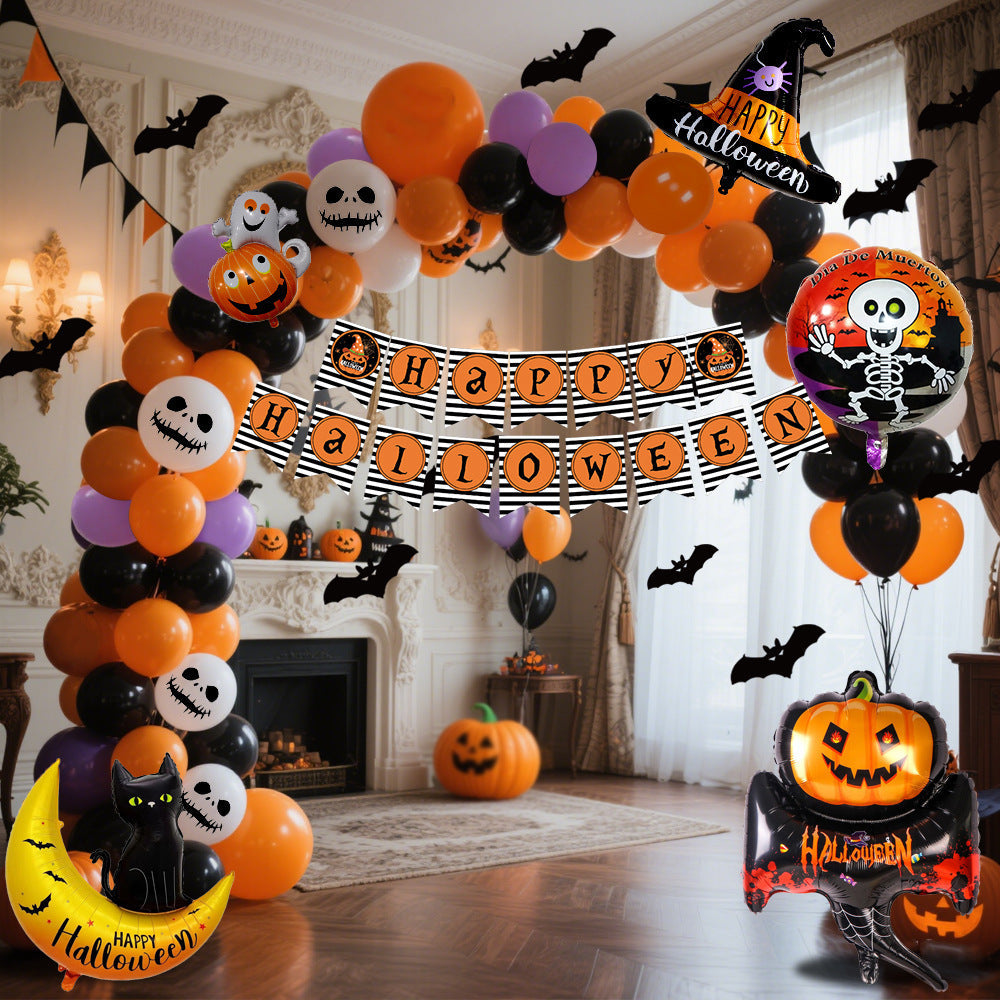 Spooky Balloon Decoration for Halloween – Black, Orange, and Purple